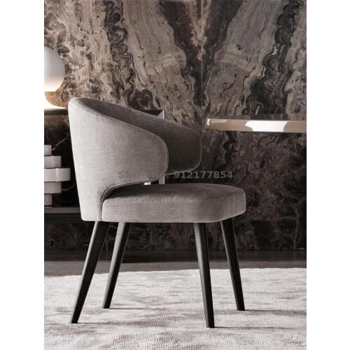 Nordic solid wood fabric home dining chair modern minimalist negotiation table coffee shop casual backrest light luxury desk cha
