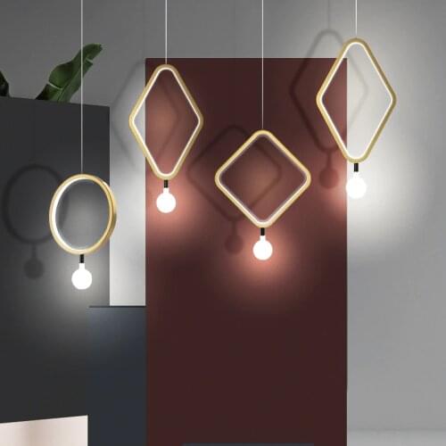 Modern Led Small Pendant Light Bedroom Simple Nordic Restaurant Indoor Corridor Luxury Ring Aluminum Alloy Glass Deco Luminaire