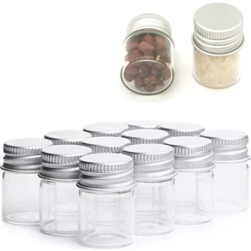 12Pcs Glass 5ML Jar Bottles With Aluminum Cover Shisha Tobacco Herb Storage Box Case Cigarette Accessories Smoking Kitchen Jars