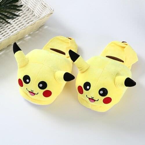 TAKARA TOMY Kawaii 1Pair Pokemon Cartoon Pikachu Plush Slippers Indoor Warm Winter Kid Adult Shoes Anime for Gift Children Girls