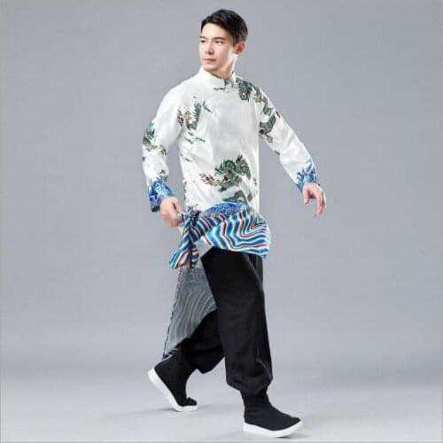 Spring New Embroidery Dragon chinese traditional Button Long Gown Robe Retro Chinese Style Long Clothes China National Clothing
