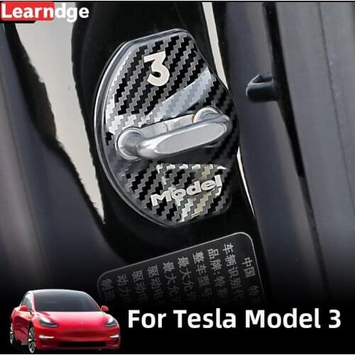 4pcs Car Door Lock Buckle Protective rust Cover metal sticker For Tesla Model 3 Car-Styling car door lock cover car decoration