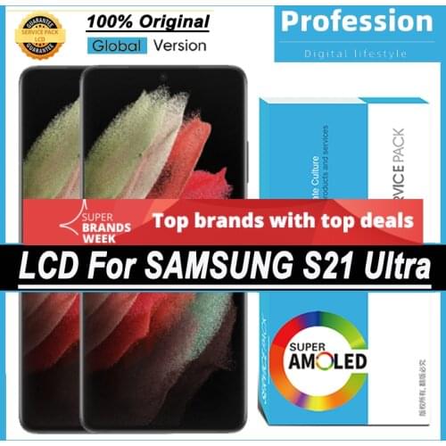 100% Original 6.8'' AMOLED Display for Samsung Galaxy S21 Ultra 5G G998F G998F Full LCD Touch Screen Repair Parts + Service Pack