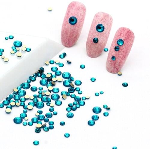 1440Pcs All Size Blue Rhinestones Nail Art Decoration Flatback Glass Crystals Glue On Dress Crystal Handwork Crafts