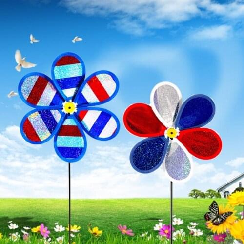 2pcs American Flag Wind Spinner Pinwheel Windmill for Patio Lawn Garden Patriotc XX9B