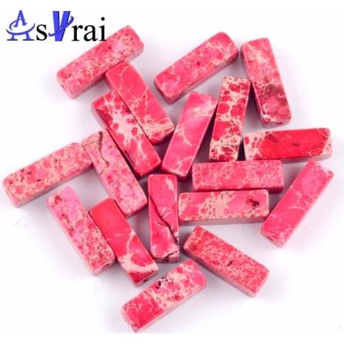30pcs/strand Natural Red Sea Sediment Imperials Jaspers Beads Accessories 4*13mm Long tube Beads for Diy Jewelry Making Bracelet