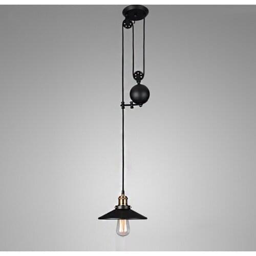 Bar retro pulley pendant lamp lifting light kitchen rought Iron wheel lamp E27 Led home Light Fixtures dining room hanging Lampe