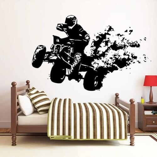 Large Extreme ATV Rider Motorcycle Wall Sticker Kids Room Playroom Quadrocycle Four Wheeler Racing Bike Wall Decal Bedroom Vinyl