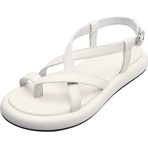 Mazefeng Women Summer Sandals Beach Sandals Fashion Flats Shoes 2020 New Sandal Non-slip Flat Sandals Buckle Black and White