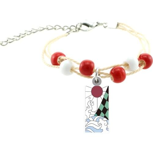 TAFREE Japanese Style Resin Charm Bracelet Cartoon Ghost Killing Blade White Red Beads Girls Bangle New Fashion Jewelry