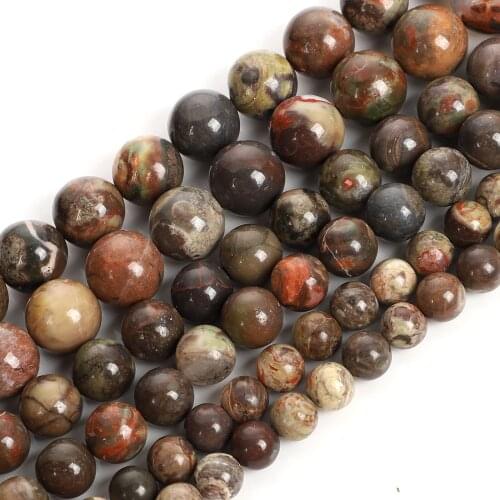 Natural Stone Flower agate Round Loose Beads For Jewelry Making Bracelet DIY Accessories Needlework Strand 4-12MM