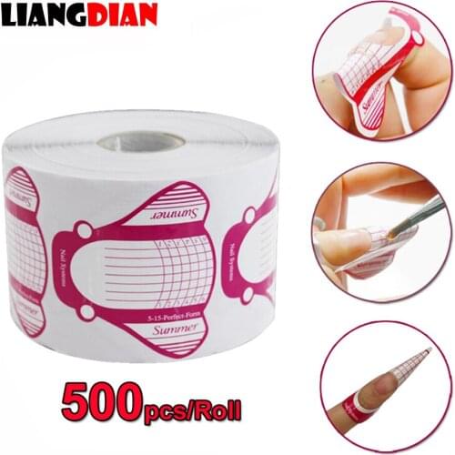 High Quality 500pcs/roll Nail Form Pro Nail Art Guide Form Acrylic Tips Gel Extension Sticker Nail Polish Curl Form Accessory