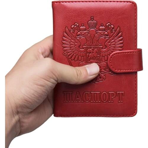 Russian Leather RFID Blocking Passport Holder Wallet Cover Travel Document Organizer Case for Men Women with Credit Card Slots