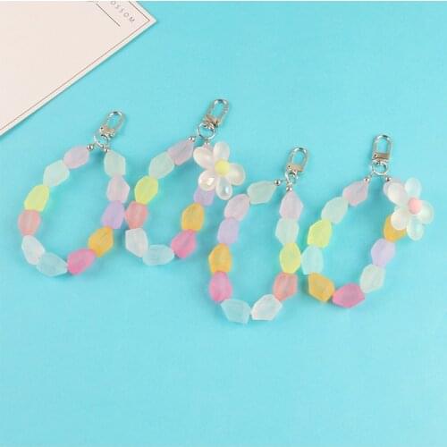 Creative Candy Color Keychain Pendant Irregular Resin Flower Chain Keyring for Women Girl Bag Airpods Decoration Key Chains