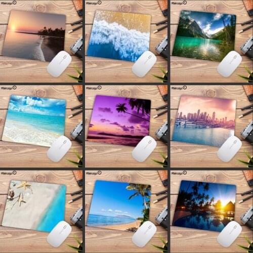 Mairuige Big Promotion Sunset Beach Anti-Slip Computer mats Custom Your Styles Non-Slip Computer Laptop Mouse Pad 22X18CM