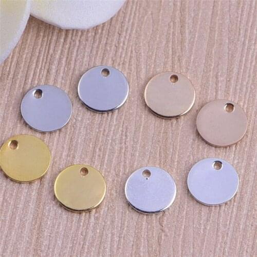 10pcs 8MM Copper Smooth Sequins Single Hole Flat Round Disc Charms Gold Silver Rose Gold Diy Clothing Tag Pendant Accessories