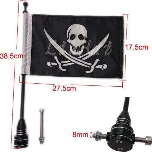 Motorcycle Black CNC Rear Side Mount Luggage Rack Pirate Flag Pole For Harley Touring Road King Glide&FLHT