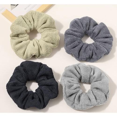 Soft Hair Tie Winter Warm Towel Solid Color cute Hair Ring Absorbent Plush Hair Scrunchies Elastic Hair Rubber Bands Headwear