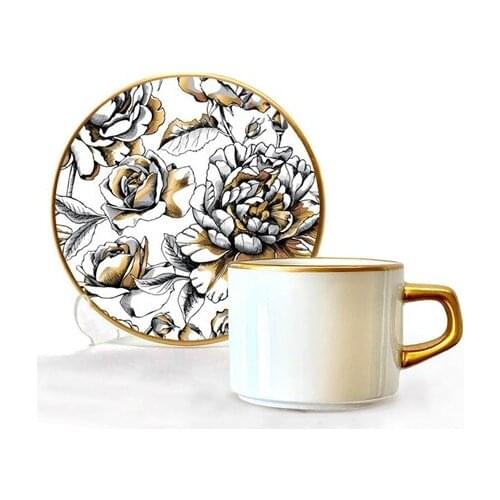 Asaf Tea Cup Set 12 Pieces Rose Brown