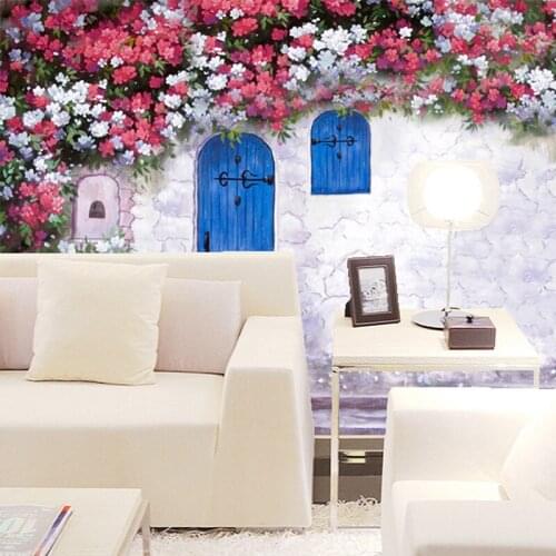 Mural European Mediterranean romantic pastoral TV background wallpaper bedroom restaurant 3D stereo Custom sizes