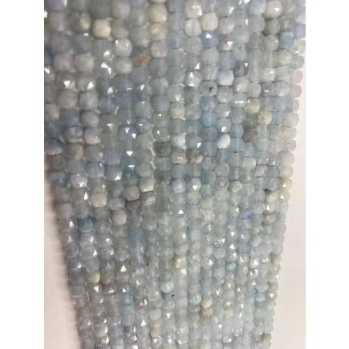 Natural blue gem 4.5x4.5 square cut corner gem jewelry semi-finished beads DIY boutique 38 cm long