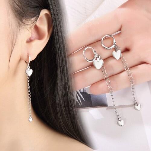 New Korean Version Of The Love Tassel Earrings Female Temperament Long Personality Personality Heart-shaped Earrings Wholesale