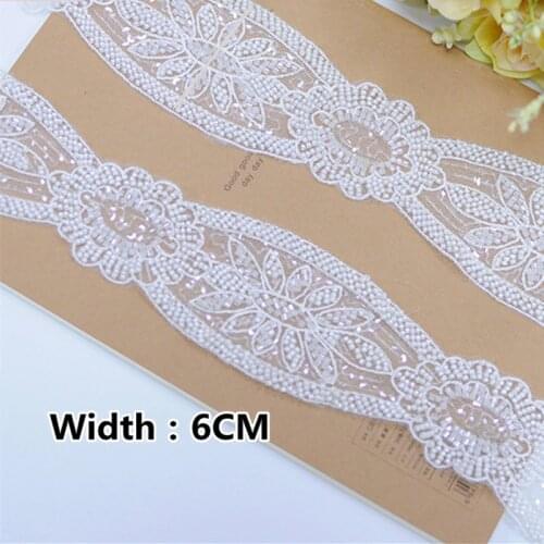 New Boutique Beaded Tube Embroidery Lace Handmade DIY Wedding White Belt Headdress Clothing Accessories Jewelry RS3431