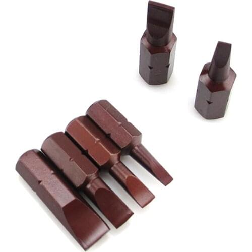 6 Pcs/set 1/4" 25mm 2.5-7mm Slotted Screwdriver Bits S2 Material Electric Flat-blade Screwdriver Head Power Driver Tools