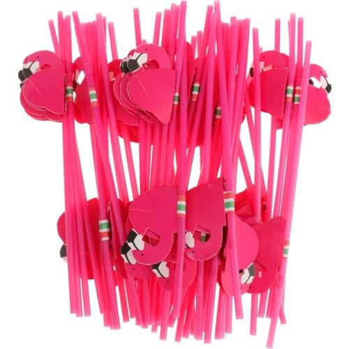 25pcs Hot Funny Straws Pink Flamingo Plastic Drinking Straw Cocktail Beach Party