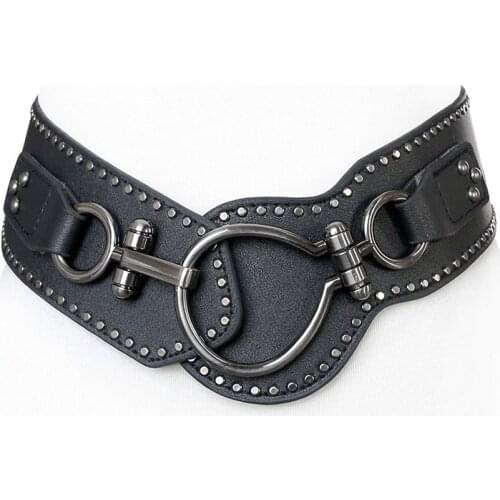 Garment Rivet Alloy Rings Buckle Cummerbunds Punk Rock Style Elastic Bandage For Romantic Goth Waist Belt Accessories