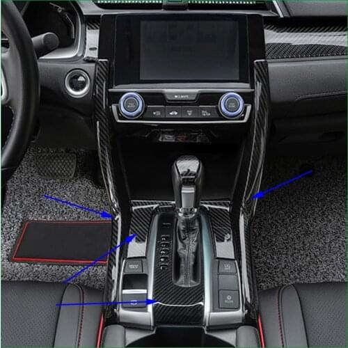 Car Styling Interior Gear Box Panel Cover Decorative Trim For Honda Civic 2016 2017 LHD Gear Shift Box Cover Trim Panel Stickers