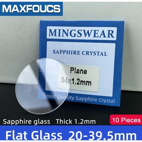Watch Glass Thick 1.2mm Diameter 20-39.5 mm Flat Sapphire Anti scratch Smooth Round Transparent Crystal ，10 pieces Suit