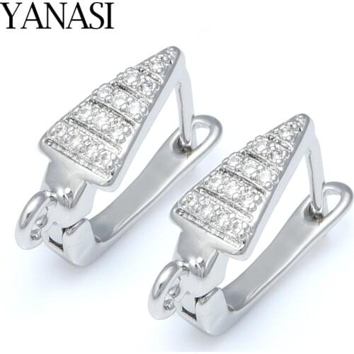 4 Colors Triangle Earring Hooks For Jewelry Making Cubic Zirconia CZ Gold Silver Earrings Clasps DIY Woman Jewellery Gift