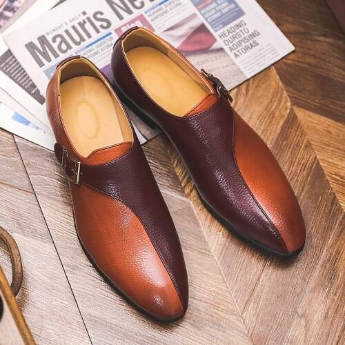 YEINSHAARS Men Pu Leather Shoes Slip on Casual Shoes Dress Shoes Brogue Shoes Spring Ankle Boots Vintage Classic Male Casual