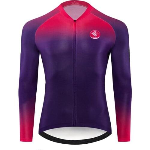 Team Cycling Quick Dry Mens Pro Clothing Purple Long Sleeves Bike Wear Ciclismo Ropa MTB Maillot