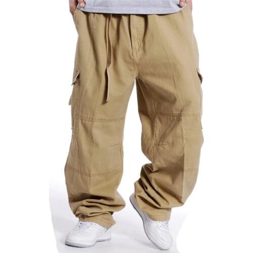 2020 Spring Casual pants Mens Multi-pocket Loose Large size Overalls Mens Pocket Wide-Leg trousers More size S-XXL XXXL
