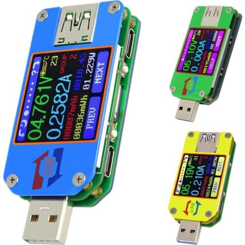Type- C Voltmeter Ammeter UM25/25C,UM24/24C,UM34/34C Color LCD Display DC Volt Quick Charger amp ammeter Power Bank Detector