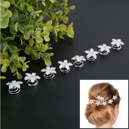 Ncmama 12pcs/lot Swirl Spiral Bridal Wedding Twist Crystal Flower Hair Spin Pins Women Hair Jewelry Girls Accessories (2cm)