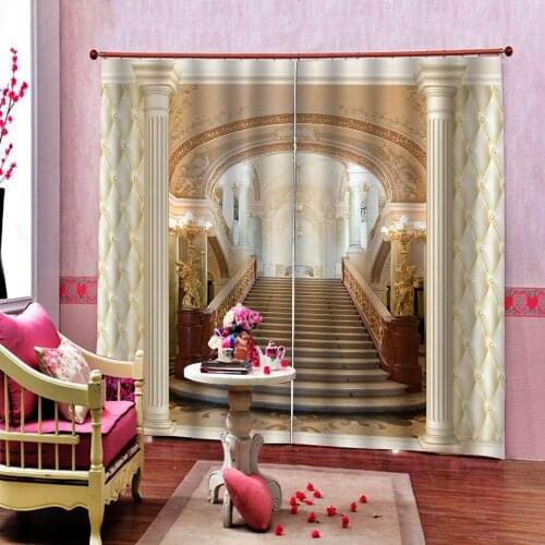 Custom European Style 3d Curtain Digital Print For Living room Bedroom palace stairs Blackout Window Drapes Decor Sets