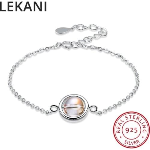 LEKANI Original Crystals From SWAROVSKI 925 Sterling Silver Ball Charm Bracelet Bangles Beads Accessories For Women Fine Jewelry