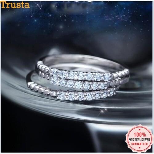 Trustdavis Genuine 100% 925 Sterling Silver Sweet Dazzling CZ Finger Ring Size 5 6 7 8 9 For Women Gilr Silver 925 Jewelry DT34