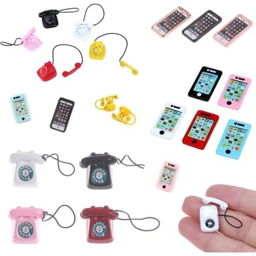1/2pc 1/12 Dollhouse Miniature Phone Telephone Microphone Gramophone Wall Mount Phone Pretend Play Doll House Furniture Toys