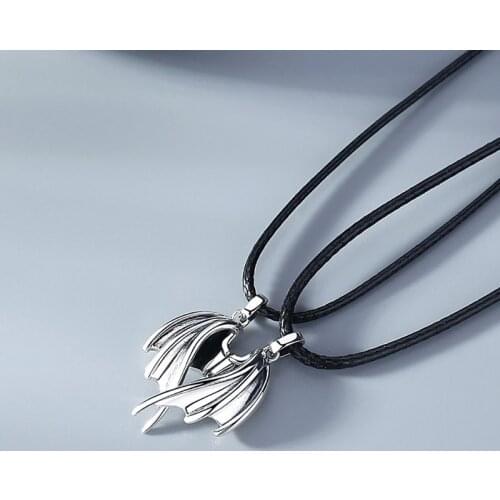 1Pair Magnetic Couple Angels And Demons Necklace Gothic Punk Style For Men Jewelry Wedding Lovers Couples Valentines Day Gift