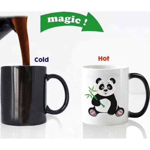 1Pcs New 350mL Cute Cartoon Panda Magic Mug 2 Styles Creative Color Changing Milk Tea Ceramic Cup Best Birthday Gift for Friends