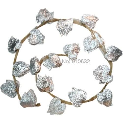 10pcs 7.8 feet Wired Silver Grape Leaf Garland Silk Artificial Vine Greenery For Wedding Home Party Christmas Decoration Supply