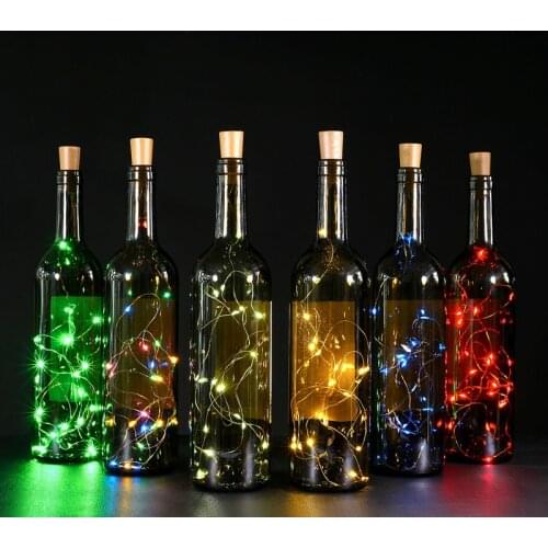 10X include battery 2M Silver Wire Garland Bottle Stopper For LED string lights Wedding Christmas New Year Holiday Decoration