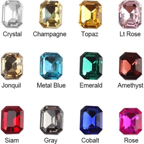 30pcs Nail Glass Rhinestones Rectangle Pointed Bottom Crystal 3D Strass Gem Stone Manicure Nail Art Decoration Charms Jewelry