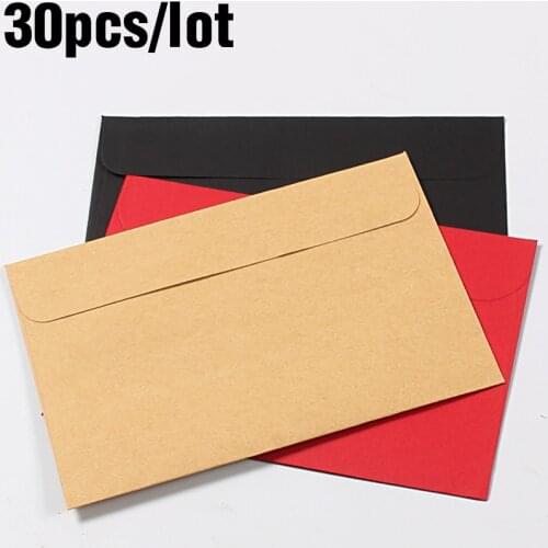 30pcs/Pack Retro Kraft Clear Envelope Red Letter Set Mailers Budget Envelopes for Invitations Vintage Stationery Gift Card