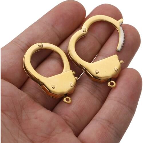 316l Stainless Steel Can be opened Handcuffs Charm Connector for Bracelet Necklace Hollow Pendants Diy Jewelry Making Supplies