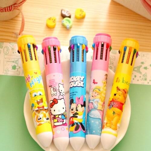 5pcs/lot Multi-color Ballpoint Pen Students Stationery Supplies South Korea Creative Cartoon